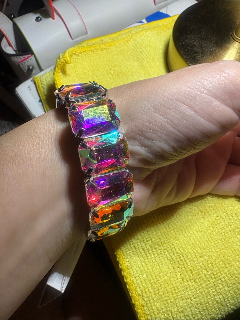 Iridescent AB Crystal Stretch Bracelet - Women Jewelry - Picture 2 of 3